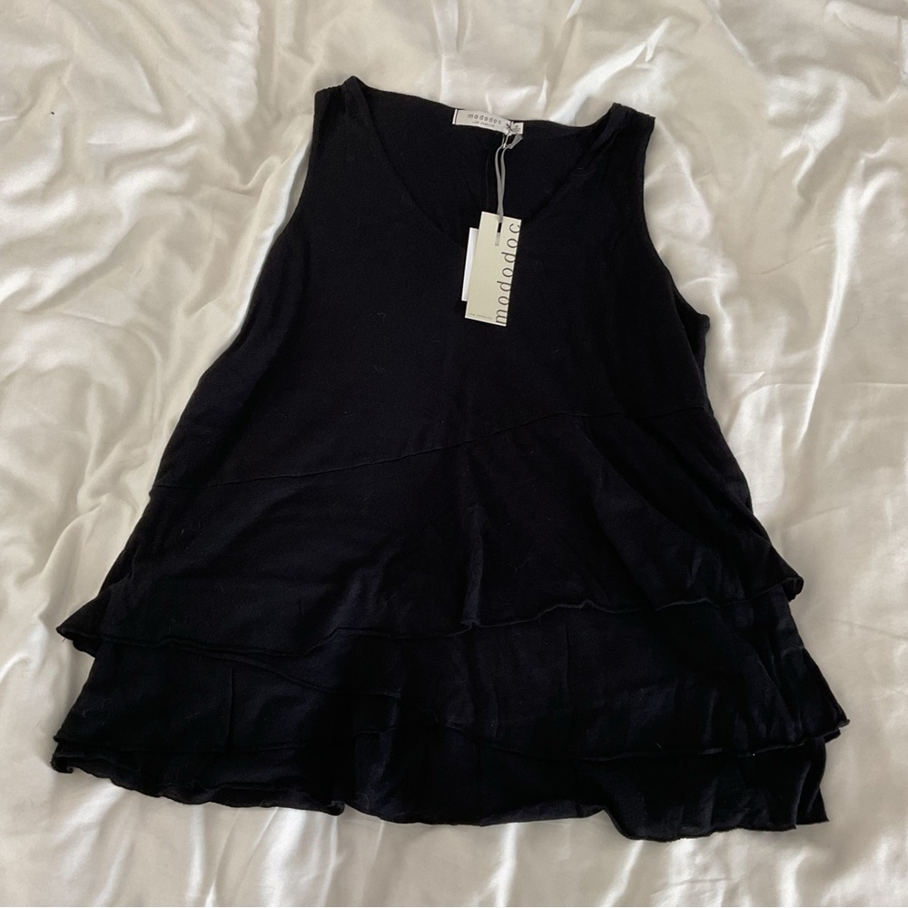 Mododoc Wome’s Black Tiered Ruffled Black Blouse Size M